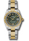 Rolex Steel and Yellow Gold Datejust 31 Watch - 24 Diamond Bezel - Olive Green Diamond Roman Vi Roman Dial - Oyster Bracelet - 178343 ogdro