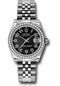 Rolex Steel and White Gold Datejust 31 Watch - 46 Diamond Bezel - Black Concentric Circle Arabic Dial - Jubilee Bracelet - 178384 bkcaj