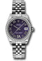 Rolex Steel and White Gold Datejust 31 Watch - 46 Diamond Bezel - Purple Diamond Roman Vi Roman Dial - Jubilee Bracelet - 178384 pdrj