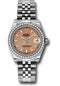 Rolex Steel and White Gold Datejust 31 Watch - 46 Diamond Bezel - Pink Index Dial - Jubilee Bracelet - 178384 pij