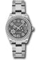 Rolex Steel and White Gold Datejust 31 Watch - 46 Diamond Bezel - Dark Rhodium Floral Motif Arabic 6 Dial - Oyster Bracelet - 178384 rfo