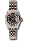 Rolex Steel and Everose Gold Rolesor Lady Datejust 26 Watch - Domed Bezel - Black Jubilee Diamond Dial - Jubilee Bracelet - 179161 bkjdj