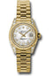 Rolex Yellow Gold Lady-Datejust 26 Watch - Fluted Bezel - Mother-Of-Pearl Diamond Dial - President Bracelet - 179238 mdp