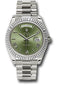 Rolex White Gold Day-Date 40 Watch - Fluted Bezel - Olive Green Bevelled Roman Dial - President Bracelet - 228239 ogrp
