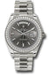 Rolex White Gold Day-Date 40 Watch - Bezel - Dark Rhodium Stripe Motif Index Dial - President Bracelet - 228349RBR rsmip