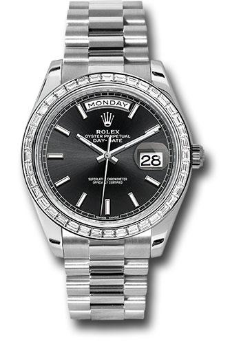 Rolex 950 Platinum Day-Date 40 Watch - Bezel - Black Index Dial - President Bracelet - 228396TBR bkip