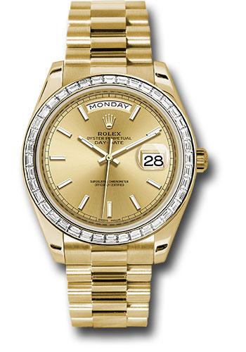 Rolex Yellow Gold Day-Date 40 Watch - Bezel - Champagne Index Dial - President Bracelet - 228398TBR chip