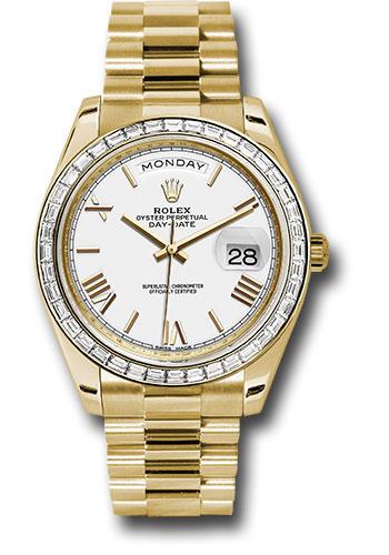Rolex Yellow Gold Day-Date 40 Watch - Bezel - White Bevelled Roman Dial - President Bracelet - 228398TBR wrp