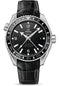 Omega Seamaster Planet Ocean 600 M Omega Co-Axial GMT Watch - 43.5 mm Platinum Case - Black Ceramic Bi-Directional Bezel - Black Dial - Black Leather Strap - 232.98.44.22.01.001