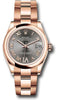 Rolex Everose Gold Datejust 31 Watch - Domed Bezel - Rhodium Diamond Six Dial - Oyster Bracelet - 278245 dkrhdr6o