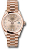 Rolex Everose Gold Datejust 31 Watch - Domed Bezel - Rose Diamond Dial - President Bracelet - 278245 rsdp