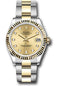 Rolex Steel and Yellow Gold Datejust 31 Watch - Fluted Bezel - Champagne Diamond Dial - Oyster Bracelet - 278273 chdo