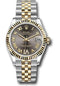 Rolex Steel and Yellow Gold Datejust 31 Watch - Fluted Bezel - Dark Grey Diamond Roman Six Dial - Jubilee Bracelet - 278273 dkgdr6j