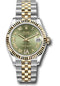 Rolex Steel and Yellow Gold Datejust 31 Watch - Fluted Bezel - Olive Green Diamond Roman Six Dial - Jubilee Bracelet - 278273 ogdr6j