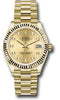 Rolex Yellow Gold Datejust 31 Watch - Fluted Bezel - Champagne Diamond Dial - President Bracelet - 278278 chdp