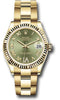 Rolex Yellow Gold Datejust 31 Watch - Fluted Bezel - Olive Green Diamond Six Dial - Oyster Bracelet - 278278 ogdr6o