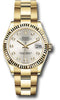 Rolex Yellow Gold Datejust 31 Watch - Fluted Bezel - Silver Diamond Dial - Oyster Bracelet - 278278 sdo