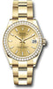 Rolex Yellow Gold Datejust 31 Watch - Diamond Bezel - Champagne Index Dial - Oyster Bracelet - 278288RBR chio