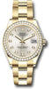 Rolex Yellow Gold Datejust 31 Watch - Diamond Bezel - Silver Diamond Dial - Oyster Bracelet - 278288RBR sdo