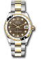 Rolex Steel and Yellow Gold Datejust 31 Watch - Domed Diamond Bezel - Dark Mother-of-Pearl Diamond Dial - Oyster Bracelet - 278343 dkmdo