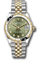 Rolex Steel and Yellow Gold Datejust 31 Watch - Domed Diamond Bezel - Olive Green Diamond Dial - Jubilee Bracelet - 278343 ogdj