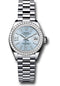 Rolex Platinum Lady-Datejust 28 Watch - 44 Diamond Bezel - Ice Blue Diamond Index Dial - President Bracelet - 279136RBR ib36dix8dp
