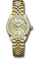 Rolex Yellow Gold Lady-Datejust 28 Watch - 44 Diamond Bezel - Linden Green Strip Diamond Index Dial - Jubilee Bracelet - 279138RBR lings36dix8dj