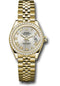 Rolex Yellow Gold Lady-Datejust 28 Watch - 44 Diamond Bezel - Silver Roman Dial - Jubilee Bracelet - 279138RBR srj