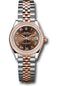 Rolex Steel and Everose Gold Rolesor Lady-Datejust 28 Watch - Domed Bezel - Chocolate Roman Dial - Jubilee Bracelet - 279161 chorj