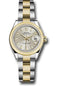 Rolex Steel and Yellow Gold Rolesor Lady-Datejust 28 Watch - Domed Bezel - Silver Index Dial - Oyster Bracelet - 279163 sio