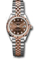 Rolex Steel and Everose Gold Rolesor Lady-Datejust 28 Watch - Fluted Bezel - Chocolate Diamond Dial - Jubilee Bracelet - 279171 chodj