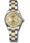 Rolex Steel and Yellow Gold Rolesor Lady-Datejust 28 Watch - Fluted Bezel - Champagne Diamond Dial - Oyster Bracelet - 279173 chdo