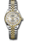 Rolex Steel and Yellow Gold Rolesor Lady-Datejust 28 Watch - Fluted Bezel - Silver Roman Dial - Jubilee Bracelet - 279173 srj