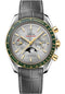 Omega Speedmaster Moonphase Master Chronometer Chronograph Watch - 44.25 mm Steel Case - Yellow Gold Bezel - Grey Diamond Dial - Grey Leather Strap - 304.23.44.52.06.001