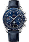 Omega Speedmaster Moonphase Master Chronometer Chronograph Watch - 44.25 mm Steel Case - Blue Liquid Metal Bezel - Blue Dial - Blue Leather Strap - 304.33.44.52.03.001