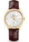 Omega De Ville Prestige Power Reserver Co-Axial Watch - 39.5 mm Yellow Gold Case - Diamond Bezel - Silver Diamond Dial - Brown Leather Strap - 424.58.40.21.52.001