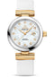 Omega De Ville Ladymatic Omega Co-Axial Watch - 34 mm Steel Case - White Diamond Dial - White Leather Strap - 425.22.34.20.55.003