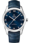 Omega De Ville Hour Vision Co-Axial Master Chronometer Watch - 41 mm Steel Case - Two-Zone Blue Dial - Blue Leather Strap - 433.13.41.21.03.001