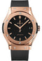 Hublot Classic Fusion King Gold Watch - 42 mm - Black Dial - Black Lined Rubber Strap-542.OX.1181.RX
