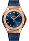 Hublot Classic Fusion King Gold Blue Watch - 33 mm - Blue Dial - Blue Rubber and Leather Strap-581.OX.7180.LR