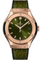 Hublot Classic Fusion King Gold Green Watch - 33 mm - Green Dial - Black Rubber and Green Leather Strap-581.OX.8980.LR