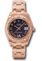 Rolex Pink Gold Datejust Pearlmaster 34 Watch - 12 Diamond Bezel - Purple Diamond Roman Vi Roman Dial - 81315 pdr