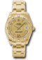 Rolex Yellow Gold Datejust Pearlmaster 34 Watch - 12 Diamond Bezel - Champagne Ruby Roman Vi Roman Dial - 81318 chrr
