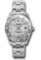 Rolex White Gold Datejust Pearlmaster 34 Watch - 12 Diamond Bezel - White Mother-Of-Pearl Diamond Dial - 81319 md