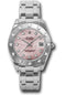 Rolex White Gold Datejust Pearlmaster 34 Watch - 12 Diamond Bezel - Pink Mother-Of-Pearl Diamond Dial - 81319 pmd