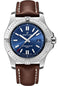 Breitling Colt Automatic Watch - Stainless Steel - Blue Dial - Brown Calfskin Leather Strap - Folding Buckle - A17388101C1X4