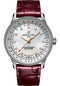Breitling Navitimer Automatic 35 Watch - Stainless Steel - Mother-Of-Pearl Dial - Burgundy Alligator Leather Strap - Tang Buckle - A17395211A1P1