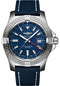 Breitling Avenger Automatic GMT 45 Watch - Stainless Steel - Blue Dial - Blue Calfskin Leather Strap - Folding Buckle - A32395101C1X2