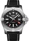 Breitling Avenger Automatic GMT 43 Watch - Stainless Steel - Black Dial - Anthracite Calfskin Leather Strap - Tang Buckle - A32397101B1X1