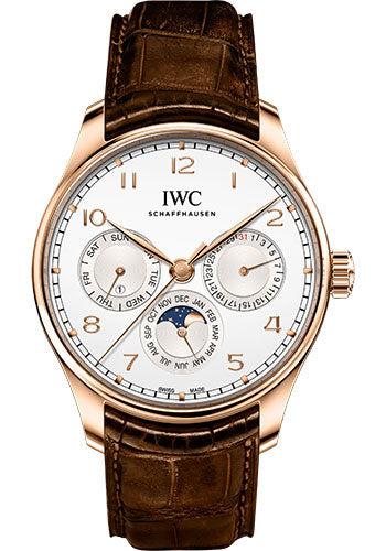 IWC Portugieser Perpetual Calendar 42 - 18K 5N Gold Case - Silver-Plated Dial - IW344202